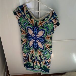 Maeve Blue Graphic Fitted Mini Dress